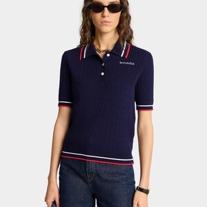 Sporty & Rich Navy Short-Sleeve Polo XL
